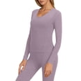thumbnail image 1 of DHFJKG Long Johns For Women Thermal Underwear Wool Base Layer Set Fuzzy Lining Slim Fit Scoop Neck Tops Tight Leggings Solid Color Outfits Comfort 2 Piece Sets, 1 of 5