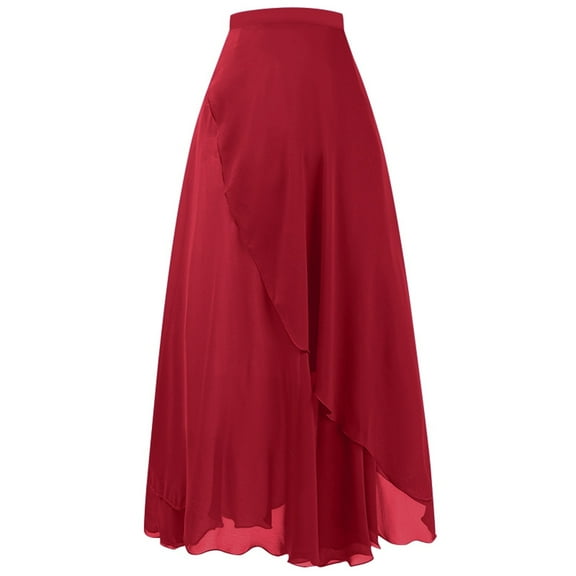 DHFJKG Long Skirts For Women Beach Sarongs Sheer Cover Ups Chiffon Wrap Skirt Irregular Hem Solid Color Lightweight Stylish Skirt