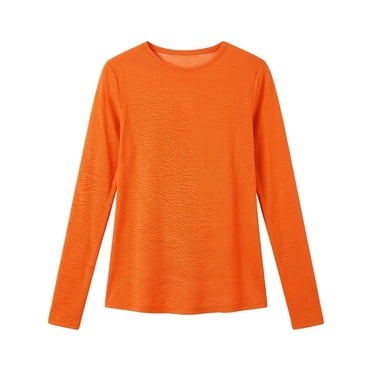 DHFJKG Long Sleeve Shirts For Women Basic Tee Lightweight Casual Crew Neck Base Layer Undershirts Spring Fall Comfy Tops