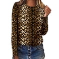 thumbnail image 1 of DHFJKG Long Sleeve Shirts For Women Leopard Graphic Tees Casual Crew Neck Loose Fit Comfortable Daily Wear Trendy Tops, 1 of 3