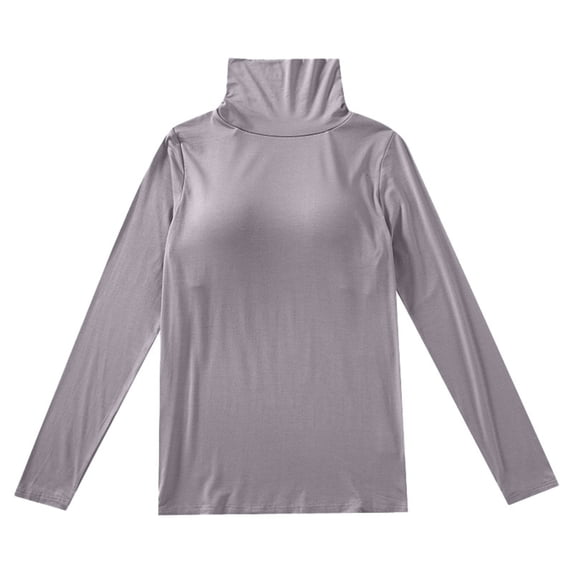 DHFJKG Long Sleeve Shirts For Women With Built In Bra Turtleneck Slim Fit Lightweight Casual Base Layer T Shirt Solid Color Cozy Tops