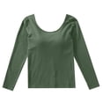 thumbnail image 1 of DHFJKG Long Sleeve Shirts For Women Basic Tee With Built In Bra Scoop Neck Slim Fit Lightweight Casual Base Layer T Shirt Solid Color Comfortable Tops, 1 of 5
