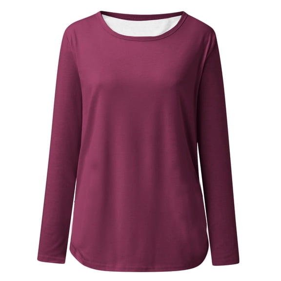 DHFJKG Long Sleeve T Shirts Women Basic Tee Casual Loose Fit Crewneck Spring Fall Top Comfortable Daily Wear Base Layer Undershirt Soft Tops