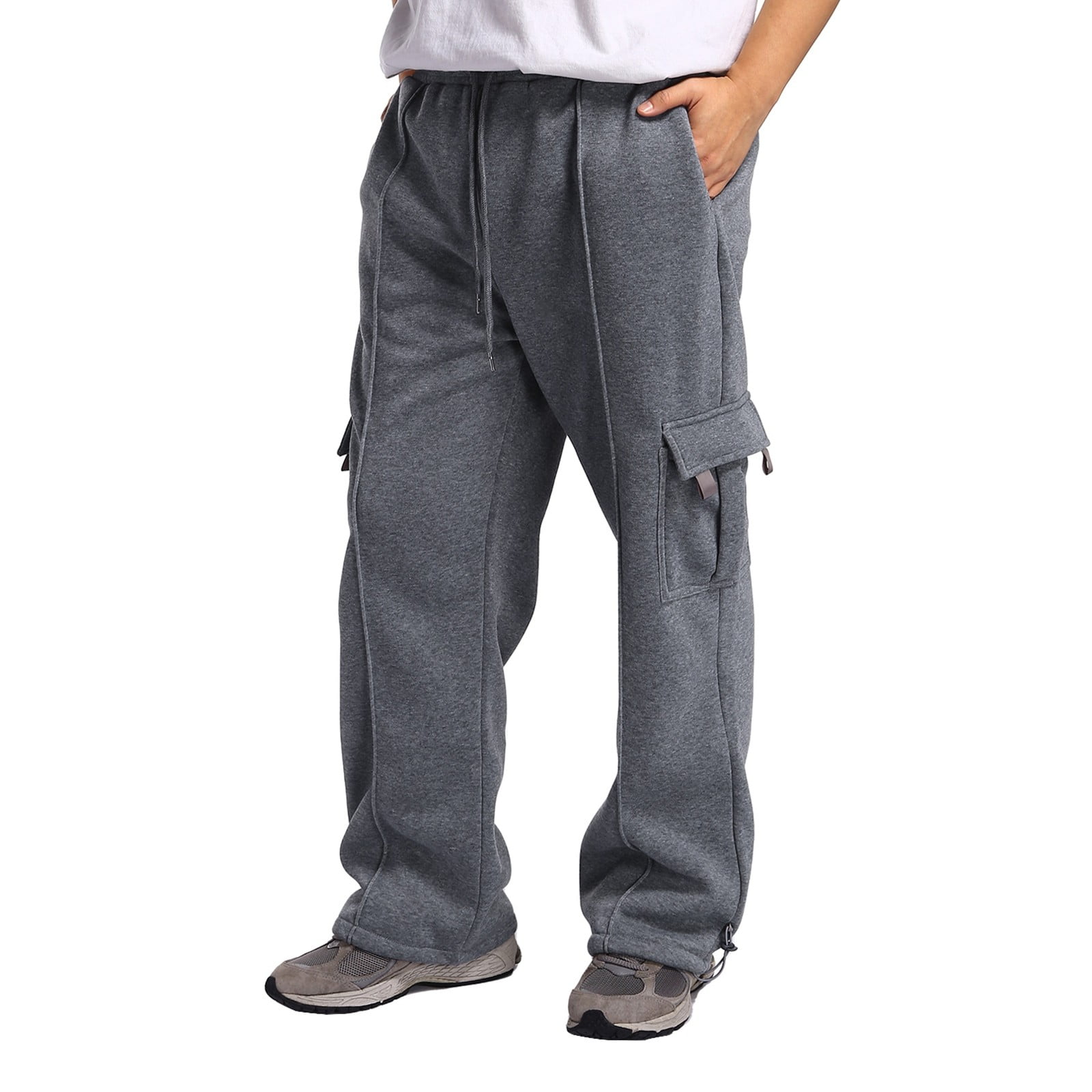 DHFJKG Men'S Casual Pants Solid Color Elastic Waistband Loose Fit ...