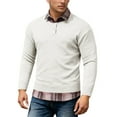 thumbnail image 1 of DHFJKG Men's 2 In 1 Sweater With Plaid Edge Slim Fit Long Sleeve Turndown Collar Knitted Pullover Top Casual Leisure Jumper Tops, 1 of 9
