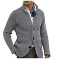 thumbnail image 1 of DHFJKG Men's Casual Knit Sweater Jackets Long Sleeve Stand Collar Three Button-Up Knitwear Coat With Pockets Solid Color Comfort Outerwear, 1 of 4