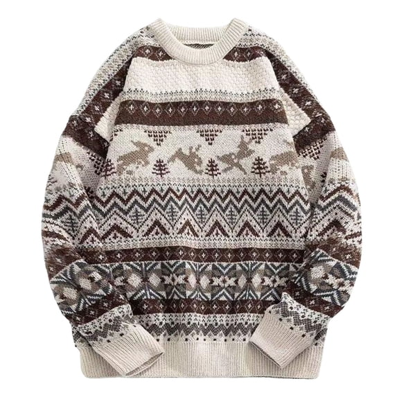 DHFJKG Men's Christmas Knit Sweater Thickened Vintage Graphic Long Sleeve Knitted Pullover Winter Casual Comfort Jumper Tops