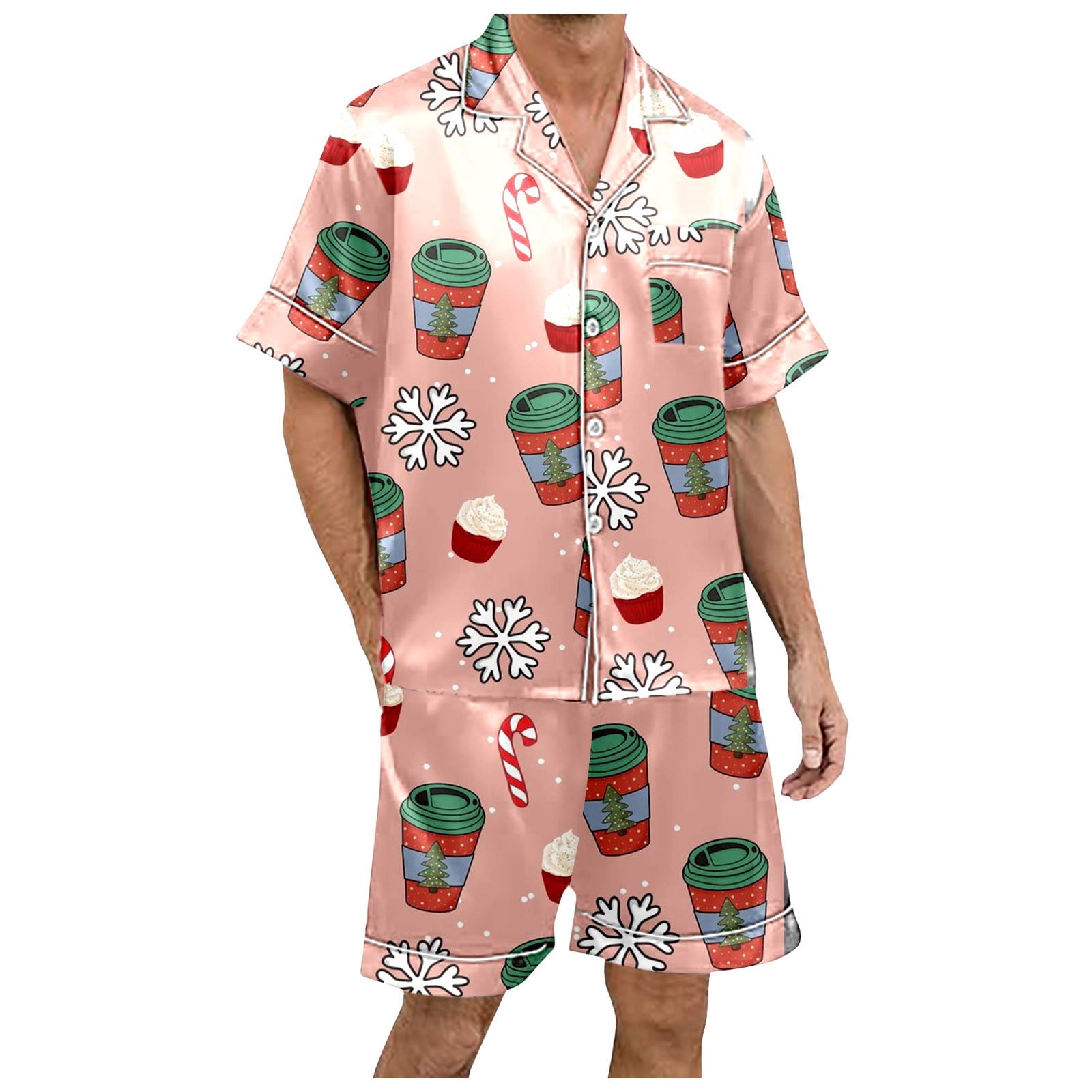 DHFJKG Men's Christmas Pajamas Set 2 Piece Silk Satin Xmas Themed — free download