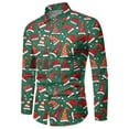 thumbnail image 1 of DHFJKG Men's Christmas Shirts Casual Santa Hats Printed Long Sleeve Turndown Collar Comfortable Blouse Autumn Winter Stylish Tops, 1 of 3