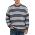 thumbnail image 1 of DHFJKG Men's Color Block Striped Sweaters Loose Fit Long Sleeve Crewneck Pullover Autumn Winter Casual Jumper Tops, 1 of 5