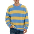 thumbnail image 1 of DHFJKG Men's Color Block Striped Sweaters Loose Fit Long Sleeve Crewneck Pullover Autumn Winter Casual Jumper Tops, 1 of 5