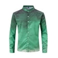 thumbnail image 1 of DHFJKG Men's Gradient Shirt Long Sleeve Stand Collar Printed Regular Fit Casual Button Down Dress Shirts Trendy Tops, 1 of 8