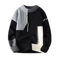 thumbnail image 1 of DHFJKG Men's Jacquard Sweater Color Block Patchwork Knit Pullover Plus Size Loose Fit Round Neck Casual Knitwear Fall Winter Leisure Jumper Tops, 1 of 3