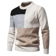 thumbnail image 1 of DHFJKG Men's Jacquard Sweaters Knitted Color Block Crewneck Long Sleeve Outdoor Casual Sweater Pullover Tops Autumn Winter Leisure Jumper Tops, 1 of 8