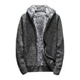 thumbnail image 1 of DHFJKG Men's Knitted Cardigan Sweater Hoodies With Thick Warm Fuzzy Lining Zip Up Loose Fit Hooded Coat Jackets With Pockets Soft Outerwear, 1 of 3