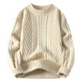 thumbnail image 1 of DHFJKG Men's Knitted Pullover Sweater Solid Color Long Sleeve Crew Neck Loose Fit Knitwear Tops For Autumn Winter Warm Comfort Jumper Tops, 1 of 8