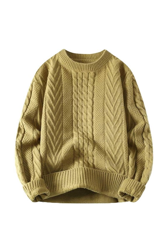 Men's Knitted Pullover Sweater Solid Color Long Sleeve Crew Neck Loose Fit Knitwear Tops For Autumn Winter Warm Leisure Jumper Tops