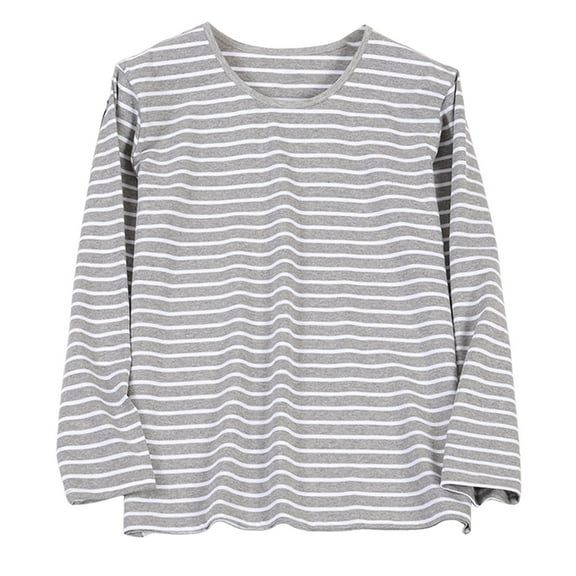 DHFJKG Men's Lightweight Striped Pajama Tops Loungewear Loose Fit Long Sleeve Crewneck Casual Sleepwear Autumn Winter Soft Nightwear