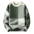 thumbnail image 1 of DHFJKG Men's Plaid Sweater Knitted Pullover Loose Fit Color Block Crewneck Autumn Winter Thickened Long Sleeve Knitwear Cozy Jumper Tops, 1 of 3
