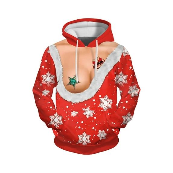 DHFJKG Men's Santa Hoodies Funny Printed Hooded Sweatshirt Long Sleeve Pocket Christmas Holiday Hoodie With Drawstring Winter Sports Casual Pullover Relaxed Fit Tops