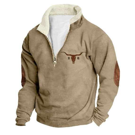 DHFJKG Men's Santa Pullover Quarter Zip Reindeer Printed Sweatshirt Long Sleeve Christmas Holiday Autumn Winter Sports Casual Pullover Holiday Tops