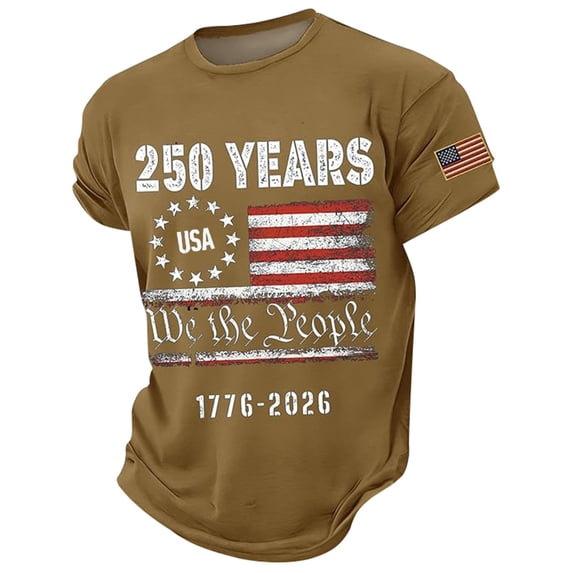 DHFJKG Men's Short Sleeve T Shirt United States 250 Years Anniversary 1776-2026 Top We The People 4Th Of July Shirts For Men National Flag Tee