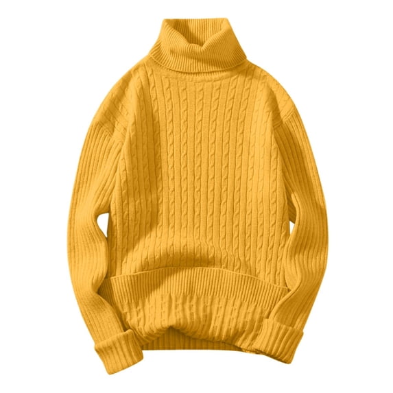 DHFJKG Men's Turtleneck Jacquard Sweater Base Layer Top Solid Color Knit Pullover Bottoming Shirt Autumn Winter Leisure Jumper Tops