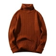 thumbnail image 1 of DHFJKG Men's Turtleneck Jacquard Sweater Base Layer Top Solid Color Knit Pullover Bottoming Shirt Autumn Winter Soft Jumper Tops, 1 of 3