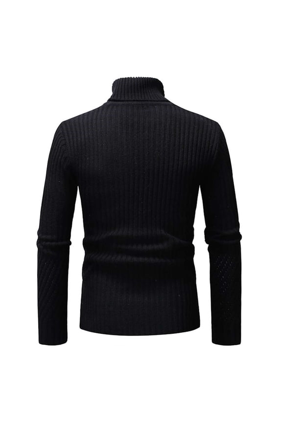 Men's Turtleneck Ribbed Sweater Slim Fit Long Sleeve Solid Color Knitted Base Layer Top Autumn Winter Cozy Jumper Tops