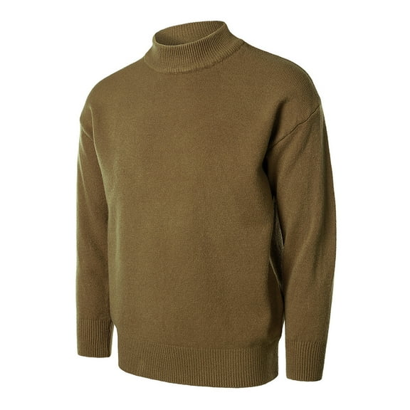 DHFJKG Men's Turtleneck Warm Sweater Base Top Solid Color Long Sleeve Loose Fit Knitted Pullover Sweaters With Ribbing Edge Leisure Jumper Tops