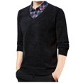 thumbnail image 1 of DHFJKG Mens 2 In 1 Plaid Lapel Sweaters Regular Fit Long Sleeve Winter Business Casual Dressy Top Sweaters Warm Leisure Jumper Tops, 1 of 4