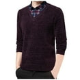 thumbnail image 1 of DHFJKG Mens 2 In 1 Plaid Lapel Sweaters Regular Fit Long Sleeve Winter Business Casual Dressy Top Sweaters Warm Soft Jumper Tops, 1 of 4