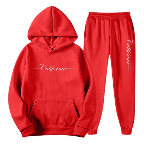 DHFJKG Mens 2 Piece Sweatsuit Hoodies Athletic Streetwear Long Sleeve Letter Printed Hooded Pullover Ankle-Tied Pants Joggers Athleisure Sweat Suits Versatile Outfit