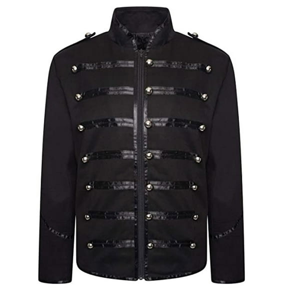 DHFJKG Mens Carnival Gothic Tailored Jacket Steampunk Elegant Slim Fit Long Sleeve Stand Collar Zipper Coat Evening Clubwear Gothic Clothing