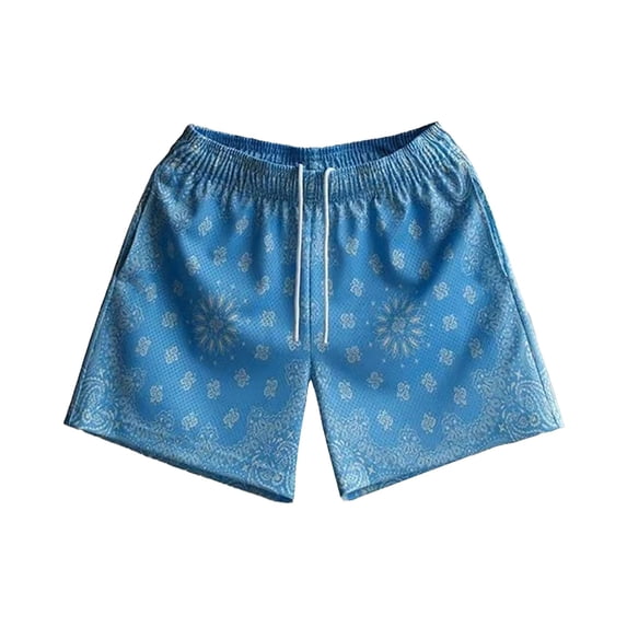 DHFJKG Mens Casual Shorts Summer Sports Fitness Loose Fit Retro Printed Drawstring Running Shorts Soft Bottoms