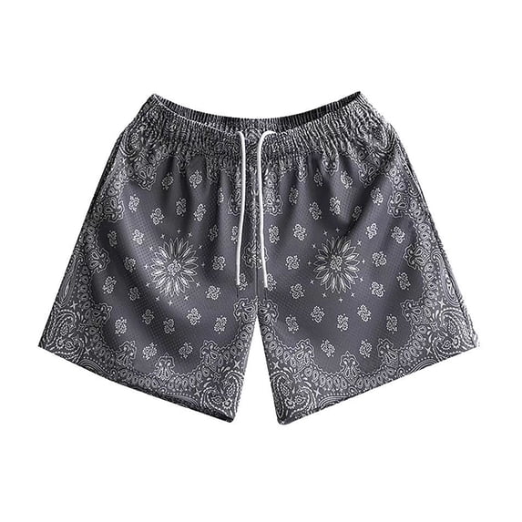 DHFJKG Mens Casual Shorts Summer Sports Fitness Loose Fit Retro Printed Drawstring Running Shorts Trendy Bottoms
