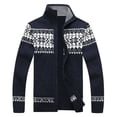 thumbnail image 1 of DHFJKG Mens Christmas Cardigan Sweater Zipper Jacket Snowflake Printed Long Sleeve Stand Collar Knitted Sweaters Coat Classic Outerwear, 1 of 9