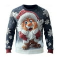thumbnail image 1 of DHFJKG Mens Christmas Sweatshirt Santa Printed Long Sleeve Crew Neck Loose Fit Pullover Xmas Cozy Jumper Tops, 1 of 2