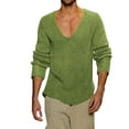thumbnail image 1 of DHFJKG Mens Deep V-Neck Cable Knit Sweaters Casual Loose Fit Long Sleeve Knitwear Solid Color Classic Jumper Tops, 1 of 6