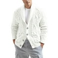 thumbnail image 1 of DHFJKG Mens Jacquard Knit Sweater Jacket Shawl Collar Long Sleeve Button Up Cardigan Outwear Solid Color Knitting Coat Fall Winter Soft Outerwear, 1 of 6