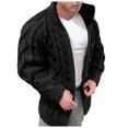 thumbnail image 1 of DHFJKG Mens Jacquard Sweater Knitted Jacket Stand Collar Long Sleeve Button Up Cardigan Outwear Solid Color Knitting Coat Fall Winter Versatile Outerwear, 1 of 5