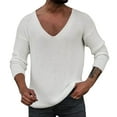 thumbnail image 1 of DHFJKG Mens Knit Ribbed Pullover Sweaters Deep V Neck Loose Fit Solid Color Long Sleeve Layering Tops Knitwear Leisure Jumper Tops, 1 of 5