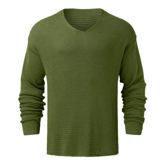 DHFJKG Mens Knit Sweaters V Neck Base Layer Top Solid Color Long Sleeve Loose Fit Bottoming Shirt Pullover Fall Winter Lightweight Cozy Jumper Tops
