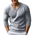 thumbnail image 1 of DHFJKG Mens Knit Sweaters V Neck Base Layer Top Solid Color Long Sleeve Loose Fit Pullover Business Work Casual Dress Autumn Winter Versatile Jumper Tops, 1 of 5