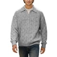 thumbnail image 1 of DHFJKG Mens Knitted Jacquard Sweaters 2 In 1 Top Turndown Collar Long Sleeve Loose Fit Textured-Knit Pullover Fall Winter Retro Comfort Jumper Tops, 1 of 5