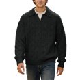 thumbnail image 1 of DHFJKG Mens Knitted Jacquard Sweaters 2 In 1 Top Turndown Collar Long Sleeve Loose Fit Textured-Knit Pullover Fall Winter Retro Soft Jumper Tops, 1 of 5