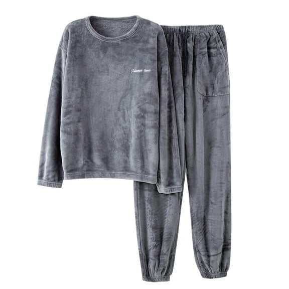 DHFJKG Mens Pajamas Set Flannel Loungewear Long Sleeve Top Ankle-Tied Bottoms 2 Piece Sleepwear Winter Warm Cozy Outfit