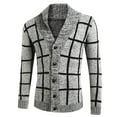 thumbnail image 1 of DHFJKG Mens Plaid Kinted Cardigan Sweater Knitting Stand Collar Long Sleeve Button Up Knitting Coat With Ribbing Edge Soft Outerwear, 1 of 2