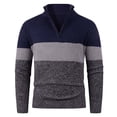 thumbnail image 1 of DHFJKG Mens Quarter Zip Knit Ribbed Sweaters Color Block Long Sleeve Stand Collar Regular Fit Bottoming Shirt Pullover Fall Winter Soft Jumper Tops, 1 of 6