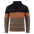 thumbnail image 1 of DHFJKG Mens Quarter Zip Knit Ribbed Sweaters Color Block Long Sleeve Stand Collar Regular Fit Bottoming Shirt Pullover Fall Winter Soft Jumper Tops, 1 of 8